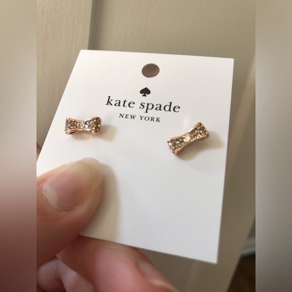 Kate Spade New York Ready, Set, Bow Pave Crystal ROSE GOLD Bow Studded Earrings - Picture 8 of 10